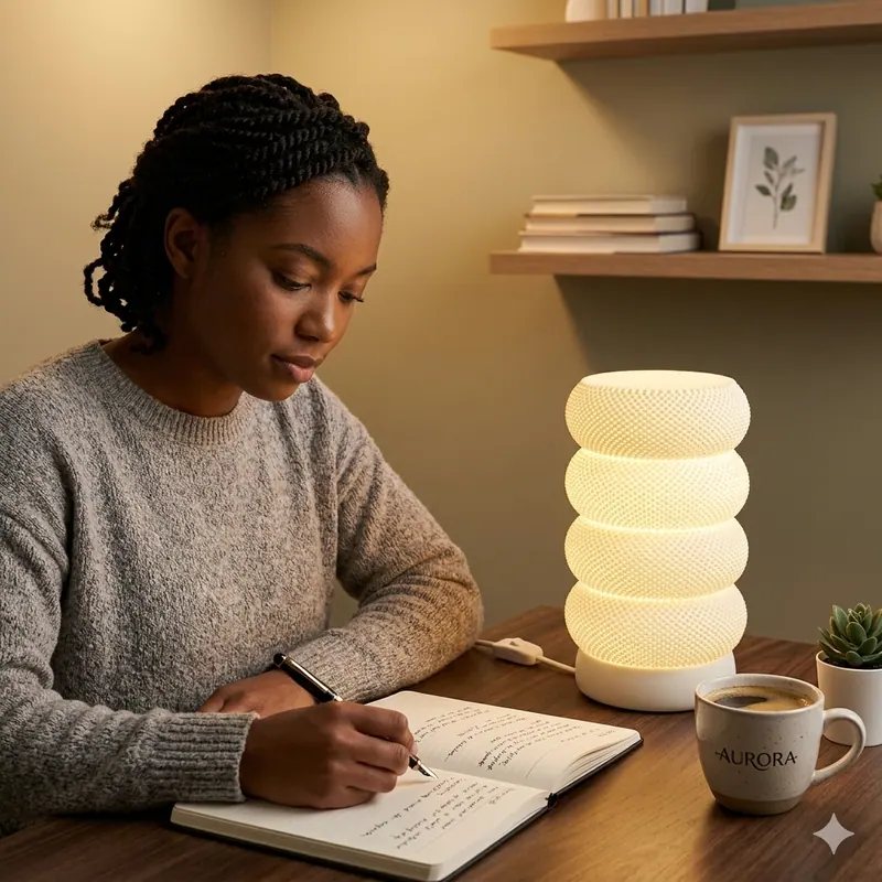 eastudio sculptural lamp on the desk — handmade in Nairobi, Kenya